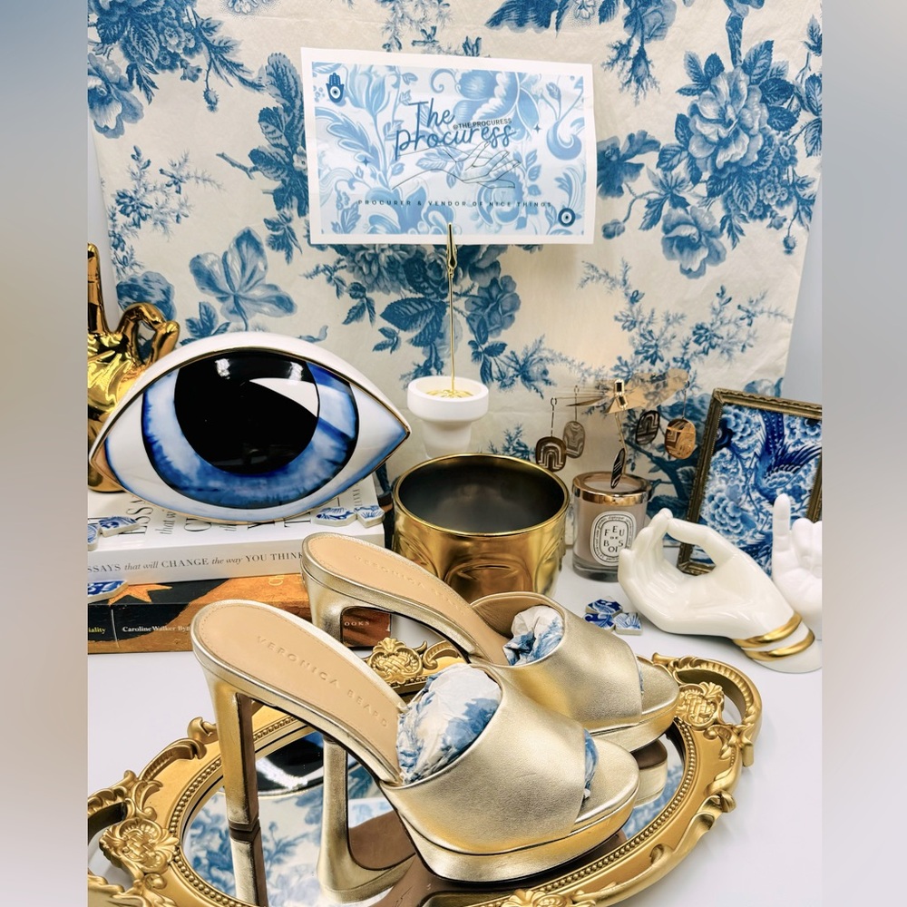 🆕 VERONICA BEARD 🧿 NWOB Dali Platform Mule - Light Gold - Size 6 - Picture 2 of 16